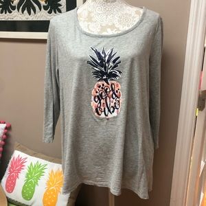 Crown & Ivy “Good Vibes” Gray T-shirt